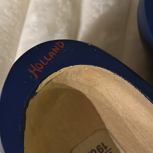 Wooden clogs shoes HOLLAND blue windmill flowers 29/30 kids 11.5 12 - Picture 3 of 9